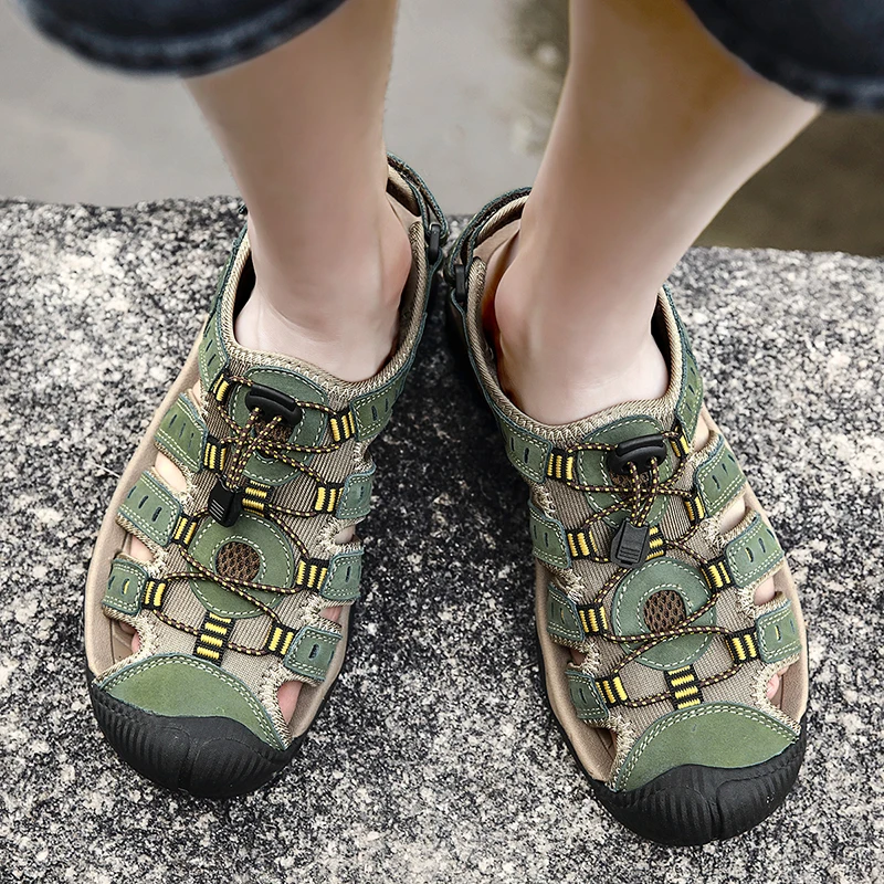 New Men Beach Sandals Size 38-48 Roman Style Men Sandals Summer Leather Sports Sandals Men Outdoor Beach Shoes Male Sandalias