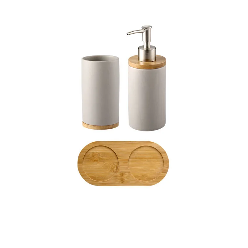 

Creative Ceramic Bamboo Bathroom Glass Toothbrush Holder Cup Bathroom Emulsion Container Kitchen Dishwashing Liquid Container