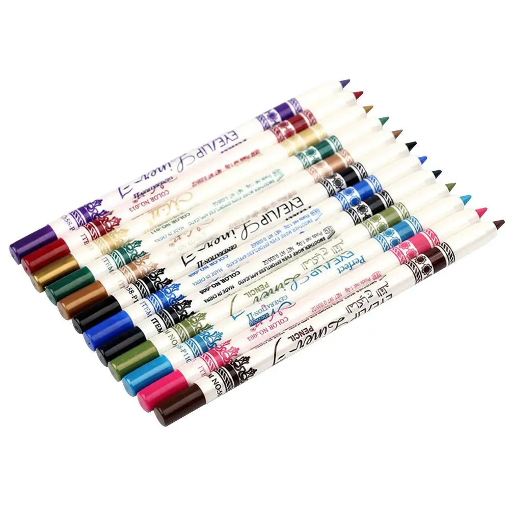 

12 Packs Of Waterproof, Long-lasting, Easy-to-color Colorful Stage Makeup Eyeliner And Lip Liner