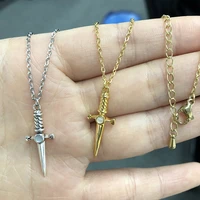 retro goth cool supernatural sword dagger knife necklace pendant for men stainless steel male bike punk jewelry