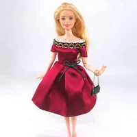 11 5 doll clothes fashion wine bowknot princess dress for barbie doll outfits off shoulder party gown 16 bjd dolls accessories