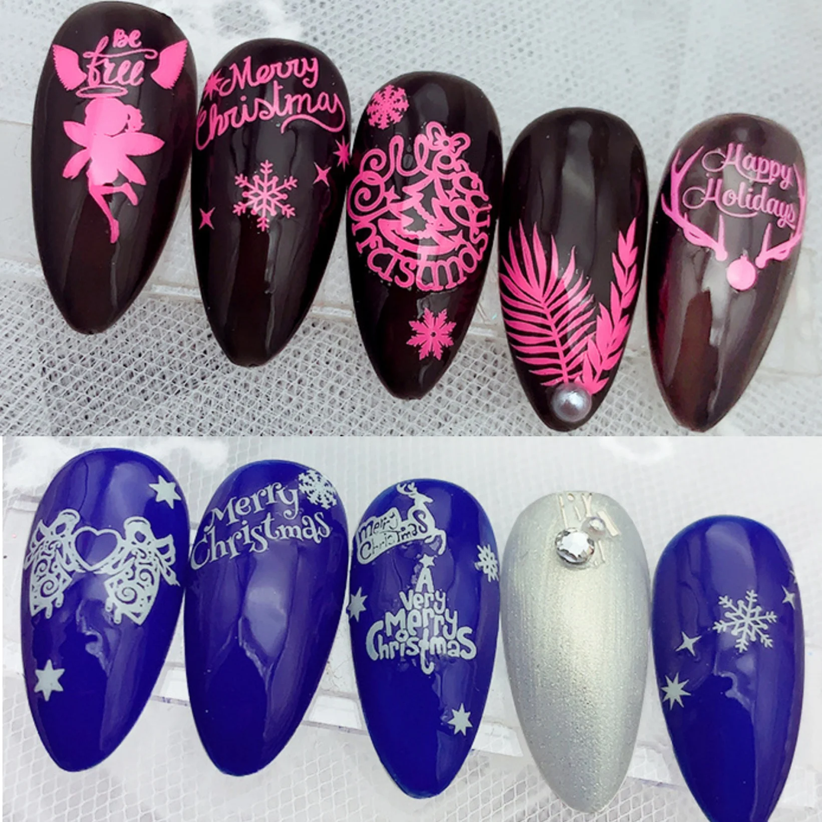 

White Christmas Snowflake Nail Polish Equipment Nail Stickers Set Nails Decorations Accesoires Press On Nails Stickers and Decal