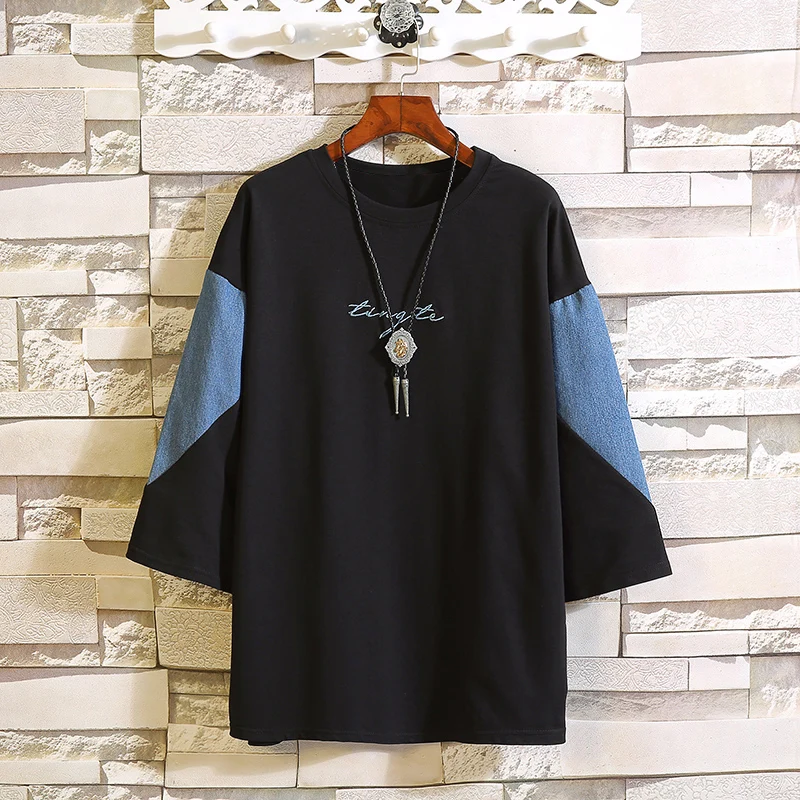 Футболка мужская оверсайз с рукавом до локтя хлопковая тенниска цветной