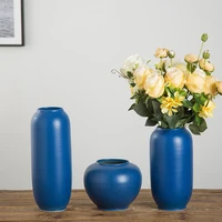 simple home decorative glaze blue ceramic vase tabletop flower pot