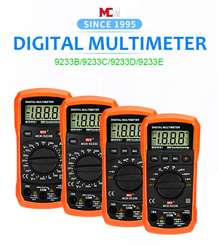 MCH Высокое качество цифровой мультиметр MCH-9233B 2000 отсчетов R 20MΩ 9V6F22 батарея