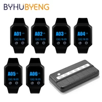 byhubyeng 1 call 6 home alarm system restaurant equipments touchable buttons watch receiver buzzer emergency service de table