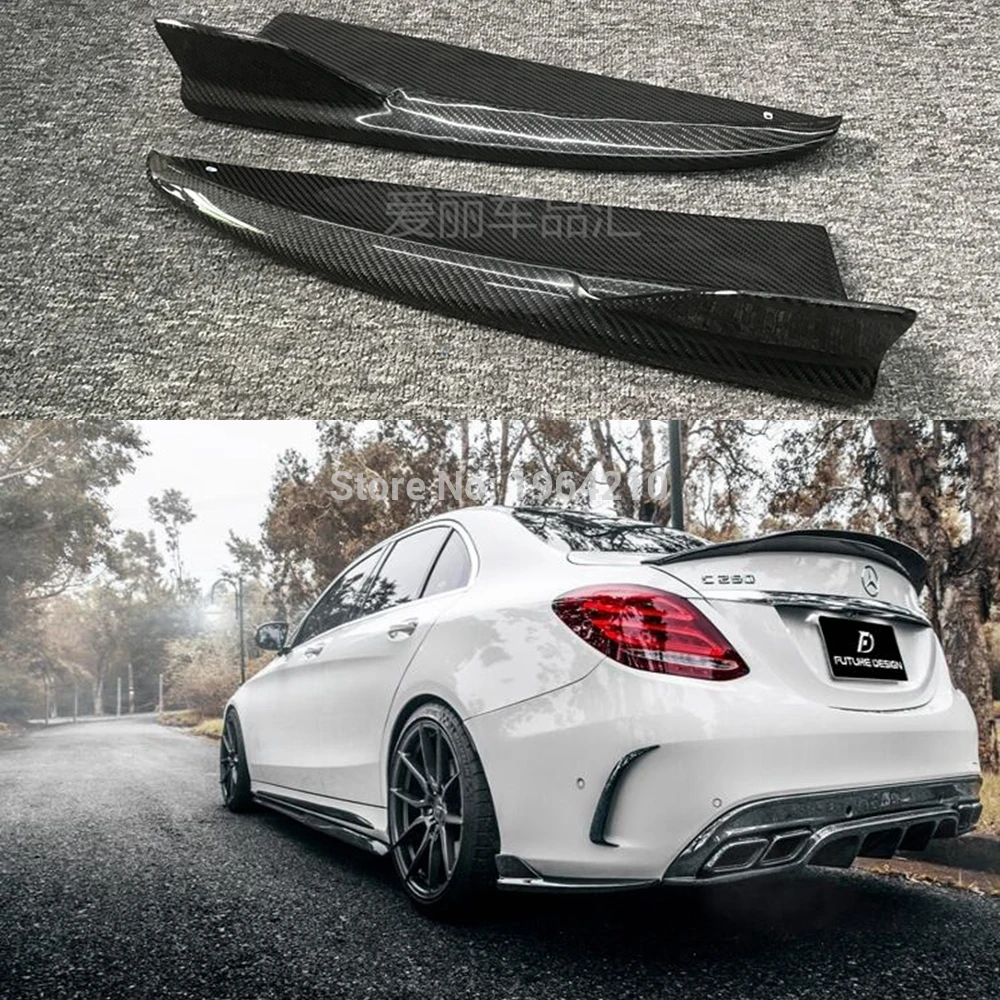 Для Mercedes Benz W205 4 двери AMG C63 & 2014 2016 углеродное волокно заднего угла разветвители
