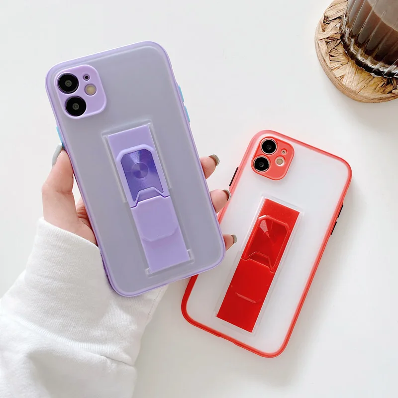 

Transparent Stand Phone Case For iPhone 11 Pro 12 Max XR X XS Max 7 8 Plus 12 Mini 12 Pro Shockproof Bumper Holder Back Cover