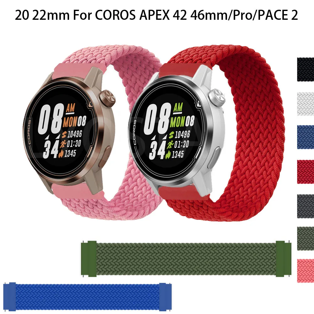 

Плетеный соло-браслет 20 мм 22 мм для COROS APEX Pro/ PACE 2/COROS APEX 42 мм 46 мм, сменный Браслет, аксессуар, легкая установка