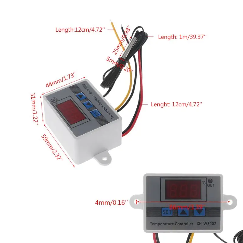 

12V 24V 220V W3002 Digital Temperature Controller 10A LED Thermostat Regulator