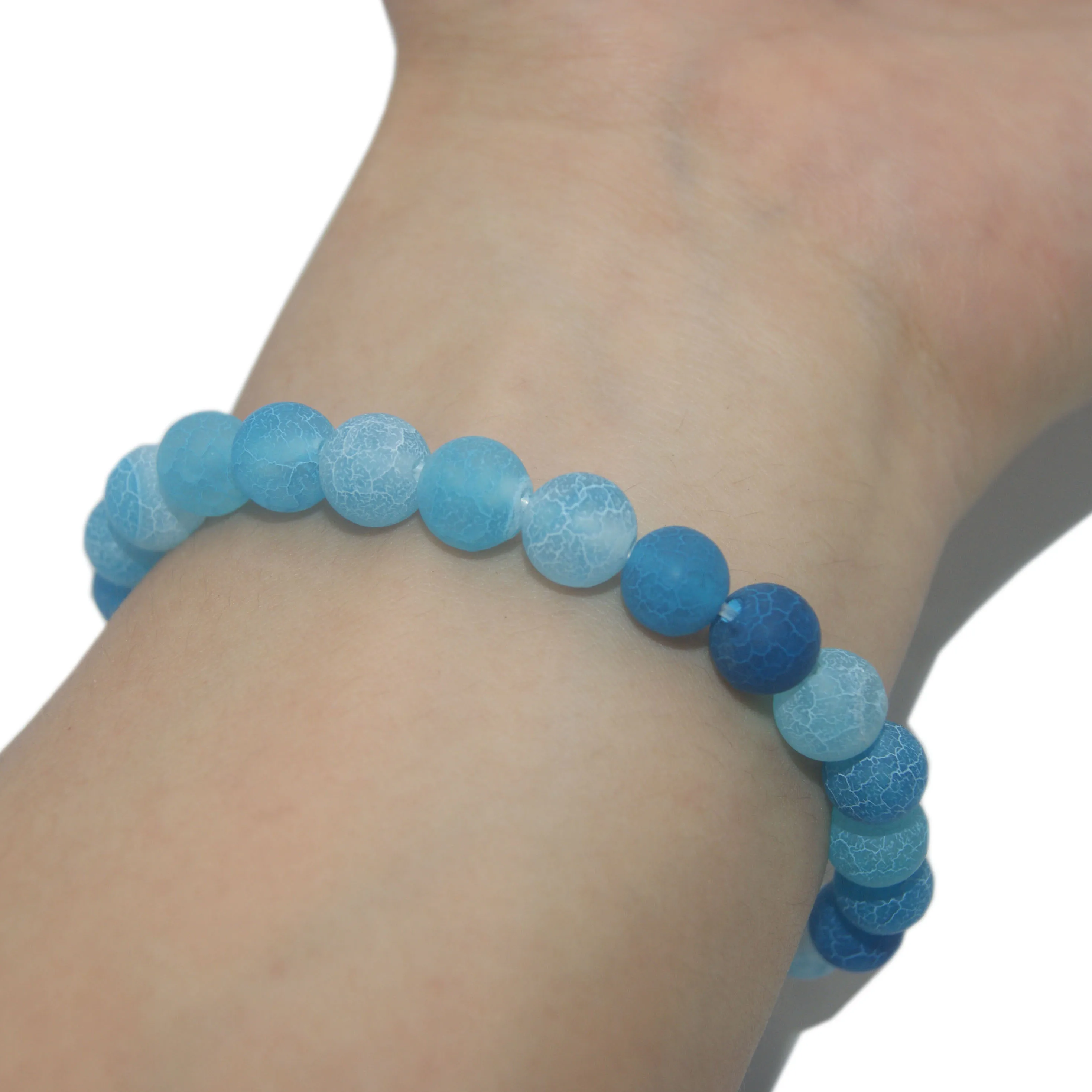 Blue agate 6 8 10 мм модный натуральный камень браслет для мужчин тигровый глаз Кристалл Агаты нашли жемчуг Йога стрейч браслет для пары - Окраска металла: Blue agate