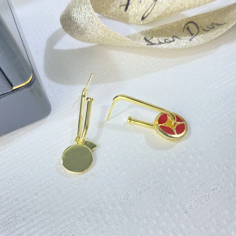 

Good luck earrings women S925 silver needle gold-plated minimalist mesh mesh red with earring gift