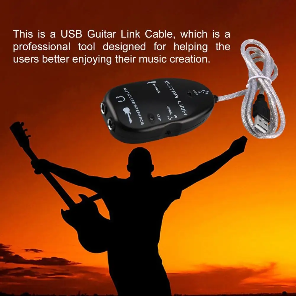 USB-кабель для электрогитары адаптер аудио интерфейса соединительный