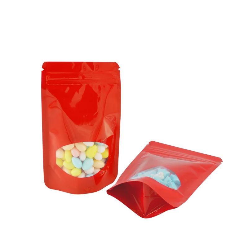 100 шт красный закрывающихся упаковок Алюминий Фольга мешок с окном для Чай