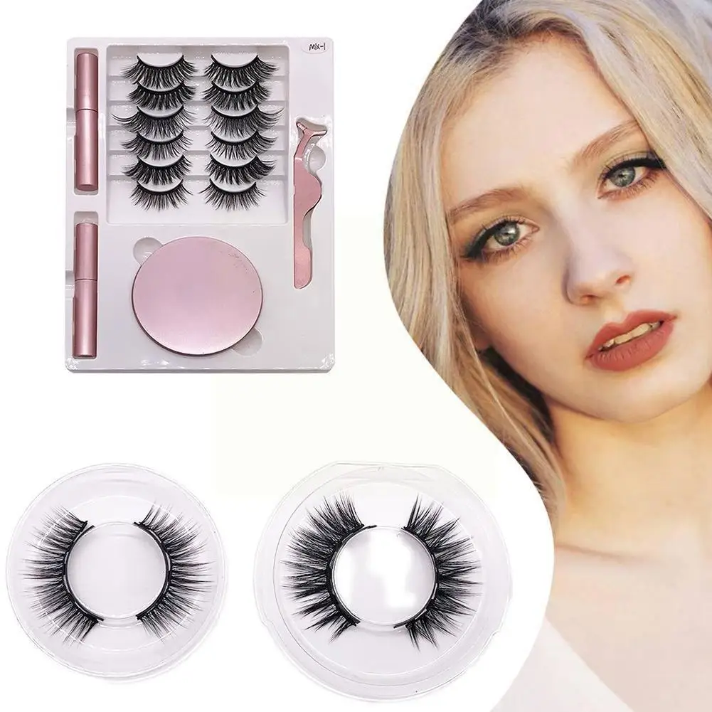 

Eight Pairs Of Magnet False Eyelashes With Round Box Slim And Gel-free Eyeliner Soft Mirror Liquid Magnetic Eyelashes F6Z7
