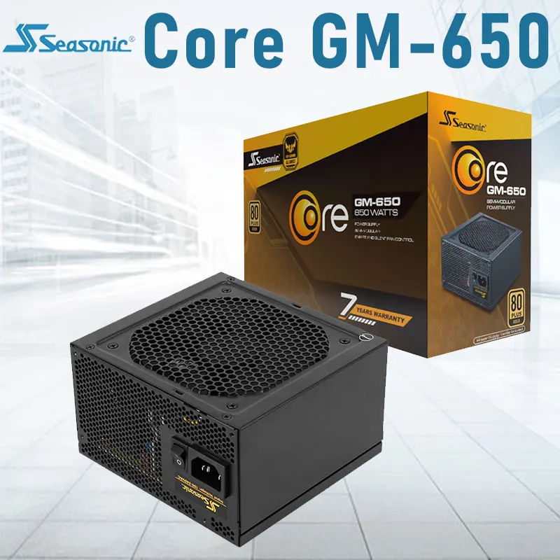

Seasonic CORE GM 650W Power Supply Rated 650W 100-240V 140mm Gold Gaming PC Power Supply For Intel AMD ATX Computer Silver color