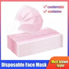 Одноразовая розовая маска Анти-пыль маска для лица  нетканый 3 Слои слоев фильтр эластичный ушной дышащая Безопасность Mascarillas Desechables