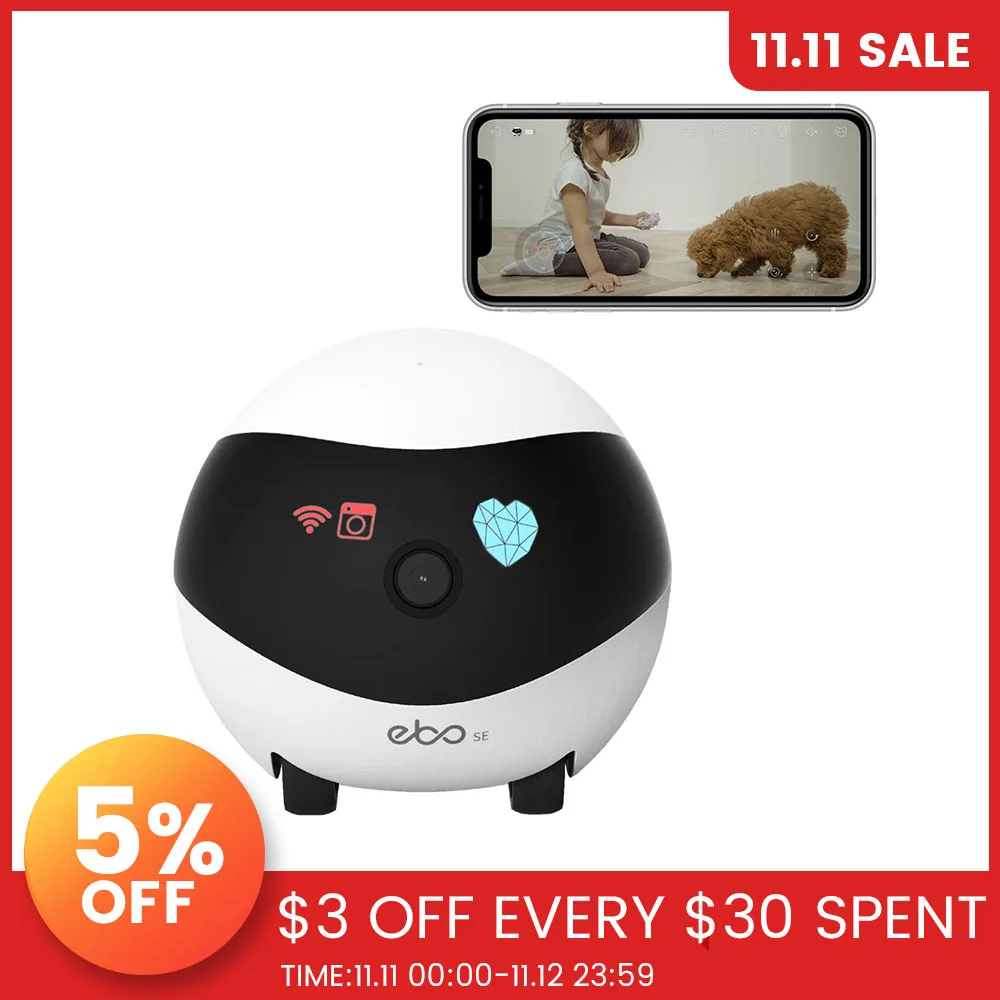 

Ebo SE умный робот с Wi-Fi, домашний спутник, игрушка для кошек, безопасность 1080P, беспроводная камера, Интерактивная для кошек с дистанционным уп...