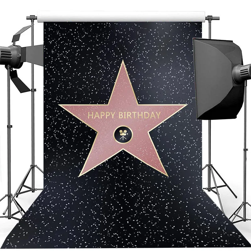 Фон для фотосъемки в честь Дня Рождения голливудском стиле фон с изображением