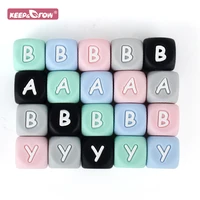 10pcs alphabet english silicone letter beads 12mm food grade diy teether necklace nursing toy baby name for personalized product