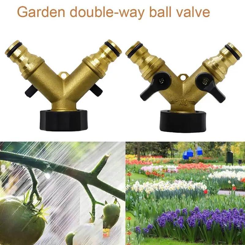 

2 Way Brass Tap Garden Hose Splitter 3/4 Inch Double Tap Adaptor Irrigation Hose Connectors for Outdoor Home Kitchen