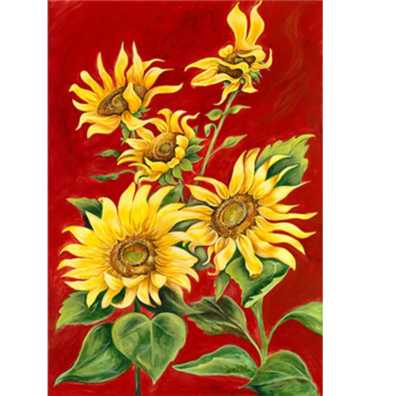 Картина по номерам для раскрашивания подсолнуха сделай сам холст рисования