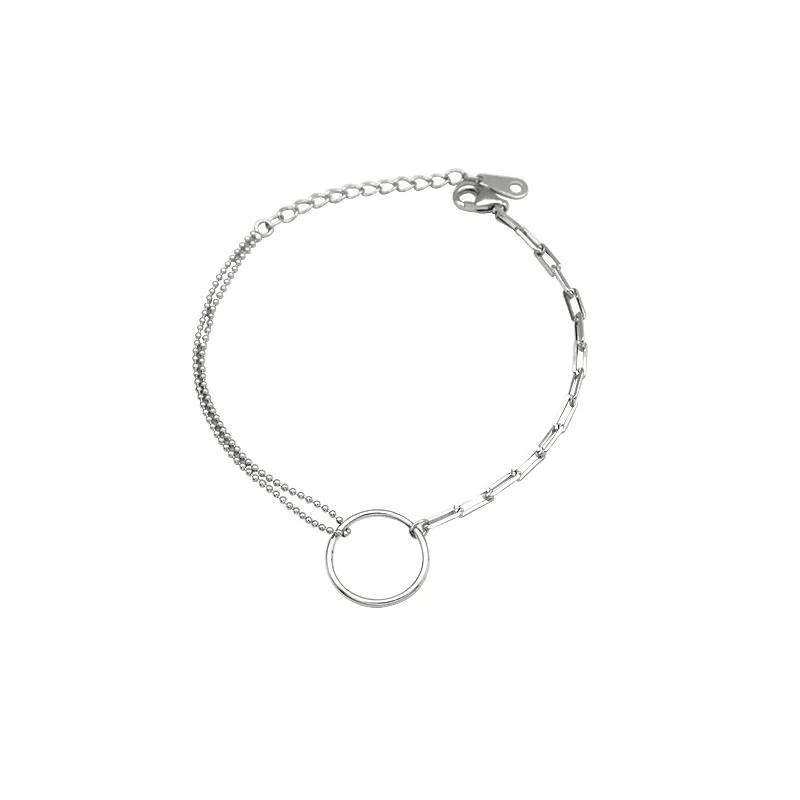 Silvology 925 серебро асимметрия двухслойная цепочка круглые браслеты квадратные круглые бусины 18K женские браслеты ювелирные изделия
