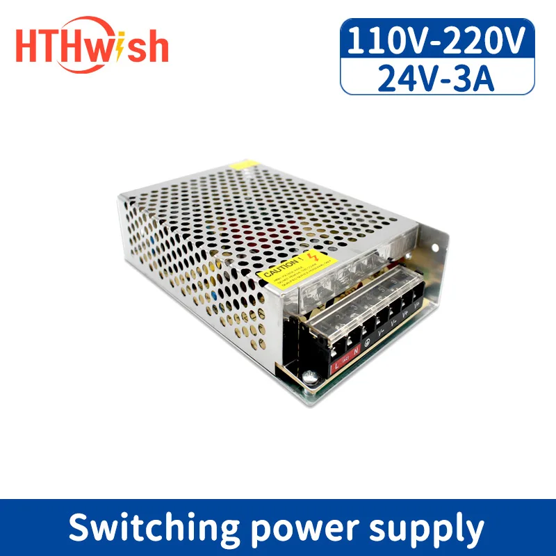

HTHwish 24V 3A Switching Power Supply 220V To 24 Volt Power Supply 72W Transformer AC TO DC Led Driver for Led Strip CCTV
