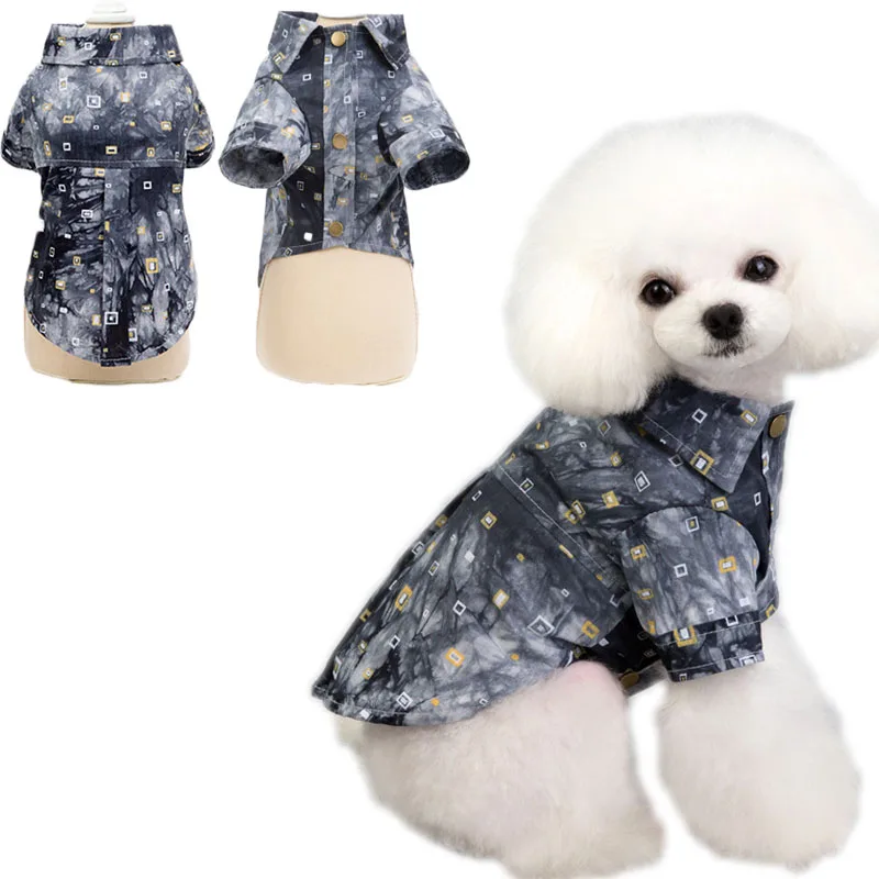 Джинсовая одежда толстовка с капюшоном для собаки серая синяя милая Толстовка