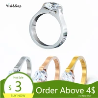 visisap dropshipping titanium steel rings for man women 3 gold color options clear zircon ring fashion jewelry supplier s r62
