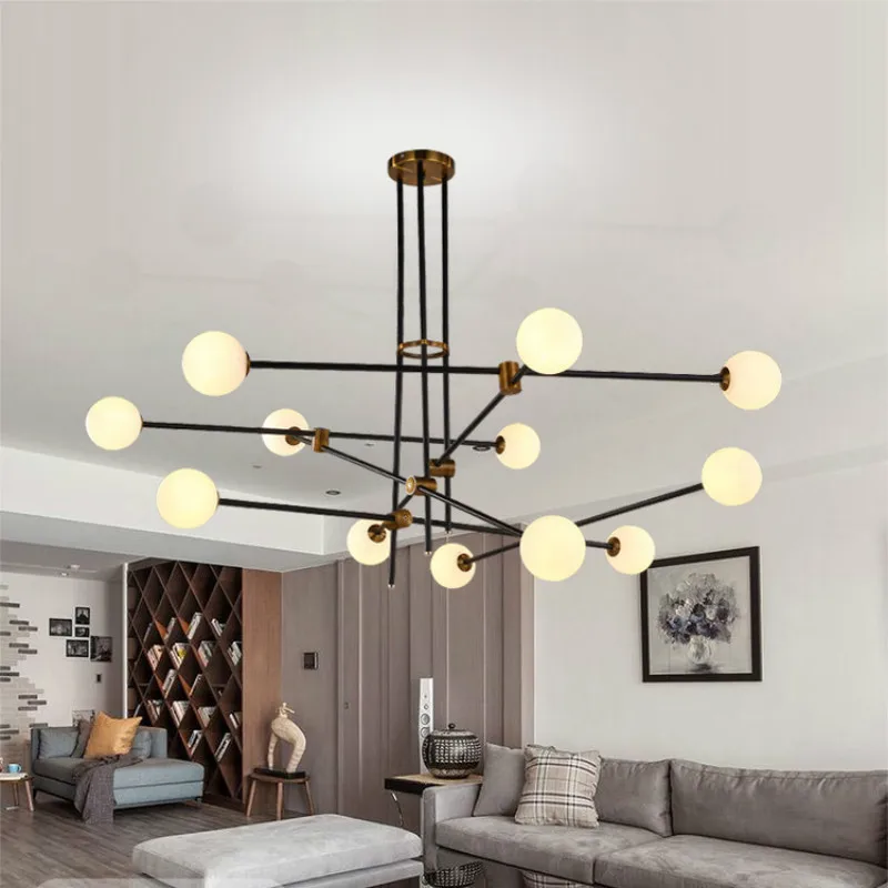 Молекулярная люстра со стеклянным шаром Скандинавская светодиодная