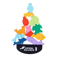 wooden animal balance building blocks safe educational puzzle game desktop interactive toys for preschool children