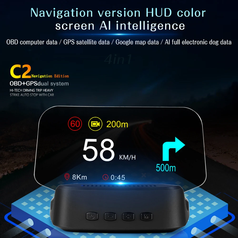 Новый автомобильный HUD Дисплей OBD + GPS Head Up дисплей Спидометр диагностический
