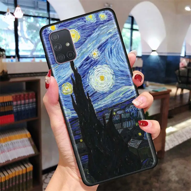 

paintings Starry Night Van Gogh Phone Case For Samsung Galaxy A12 A02s A11 A81 A01 A21 A31 A41 A21S Quantum TPU Cover