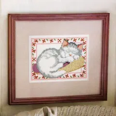 

T Precision print cross stitch Set European magazine crazy103-2 sleeping cat cute animal