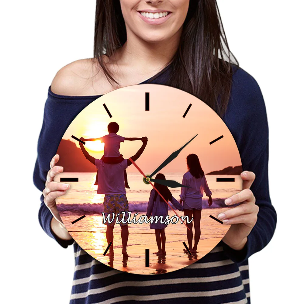 

Customizable Photos Wall Clock Housewarming Home Decor Personalized Pictures Wall Clock Silent Non Ticking For Home Living Room