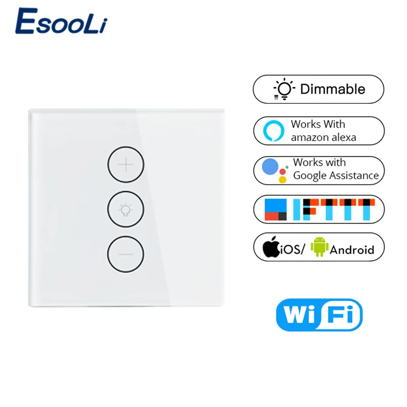 

Esooli Tuya Smart Life WiFi Smart Dimmer Light Switch APP Remote Control Work with Amazon Alexa and Google Home IFTTT Smart Home