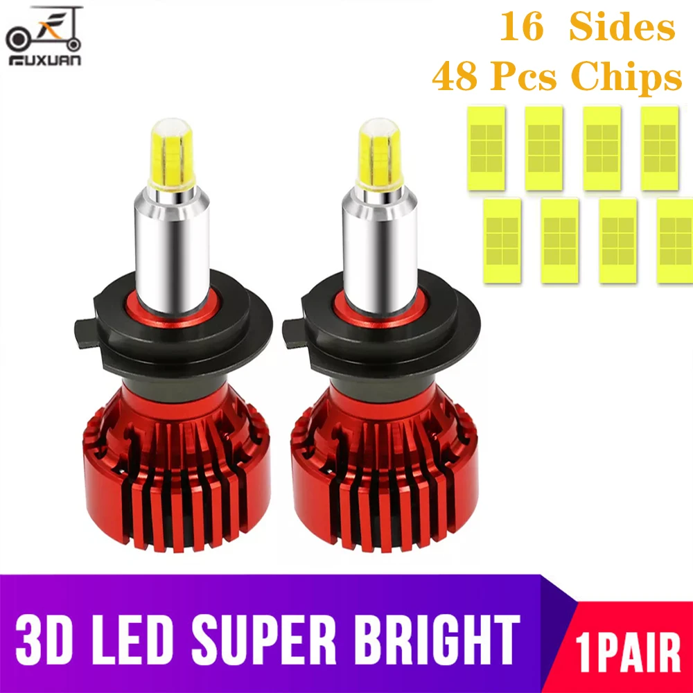 FUXUAN 3D H4 H7 светодиодный 360 градусов H1 H3 H8 H11 HB3 9005 HB4 9006 фары мини 18000LM 6500 к авто