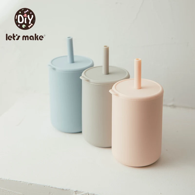 Кружка детская однотонная силиконовая с трубочкой 1 шт. | Чашки