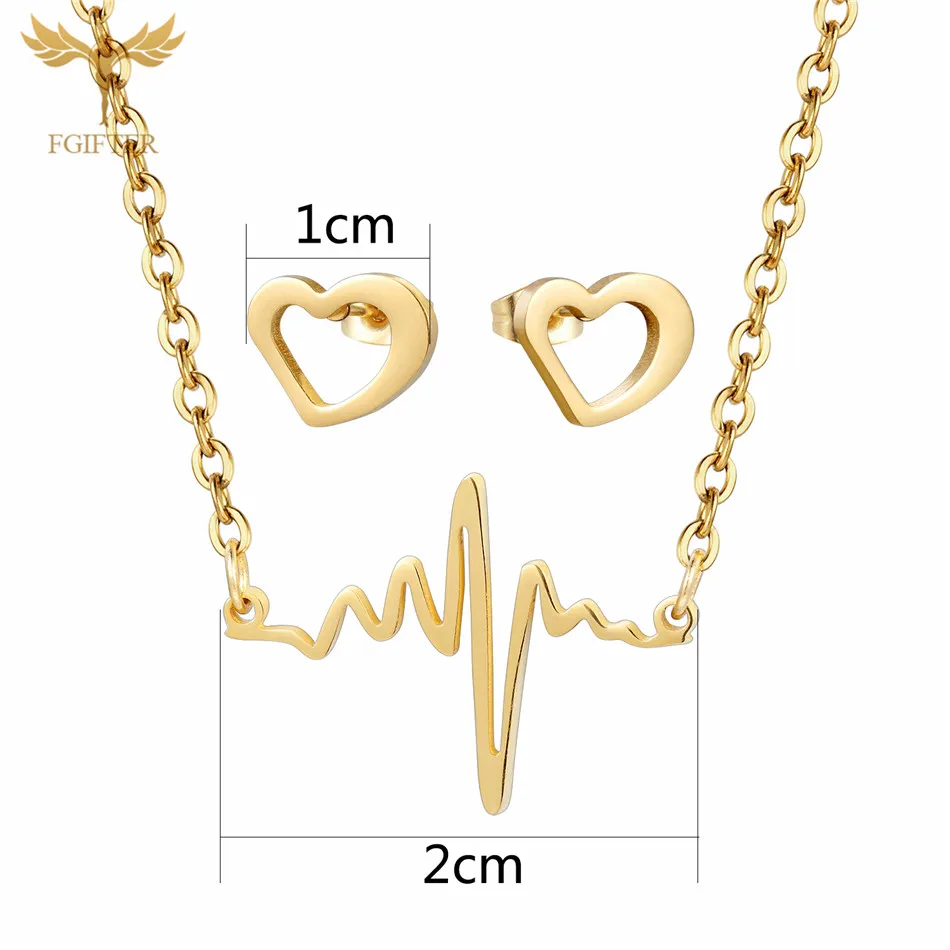Набор ювелирных изделий для влюбленных колье с сердечком серьги модное Золотое