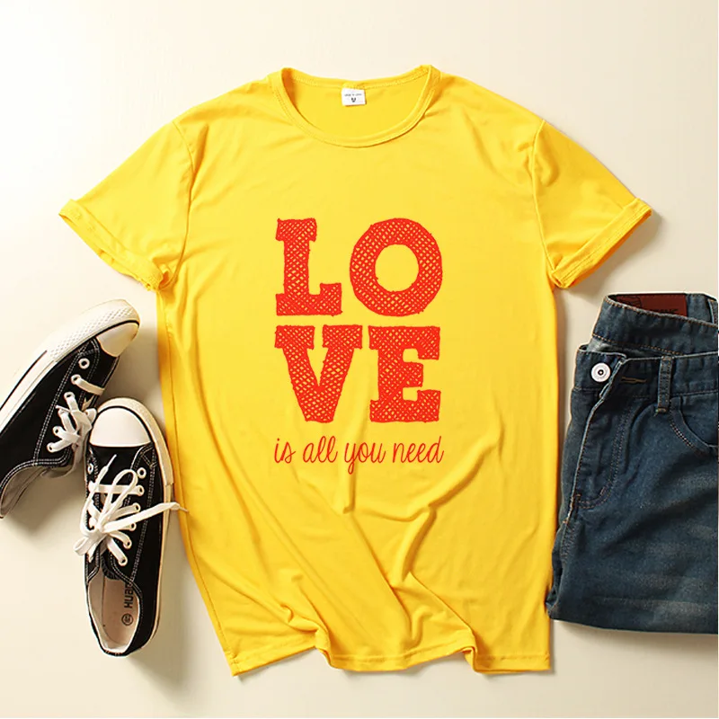

Love Is All Your Need Letter Print Women T Shirt Short Sleeve O Neck Loose Women Tshirt Ladies Tee Shirt Clothes Camisetas Mujer