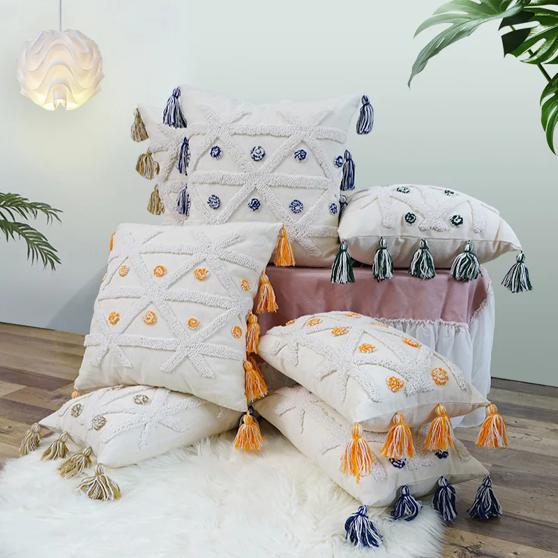 

Moroccan Style Pillow Cases Home Decor 45*45cm 30*50cm Tufted Cushions Cover With Tassel For Living Room Nordic Sofa Decoration