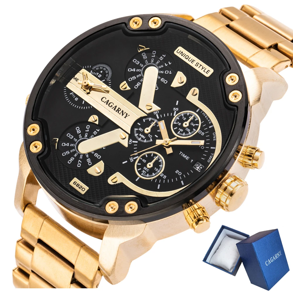 

Часы наручные мужские кварцевые, роскошные повседневные, в стиле милитари, с браслетом из нержавеющей стали, золотистые