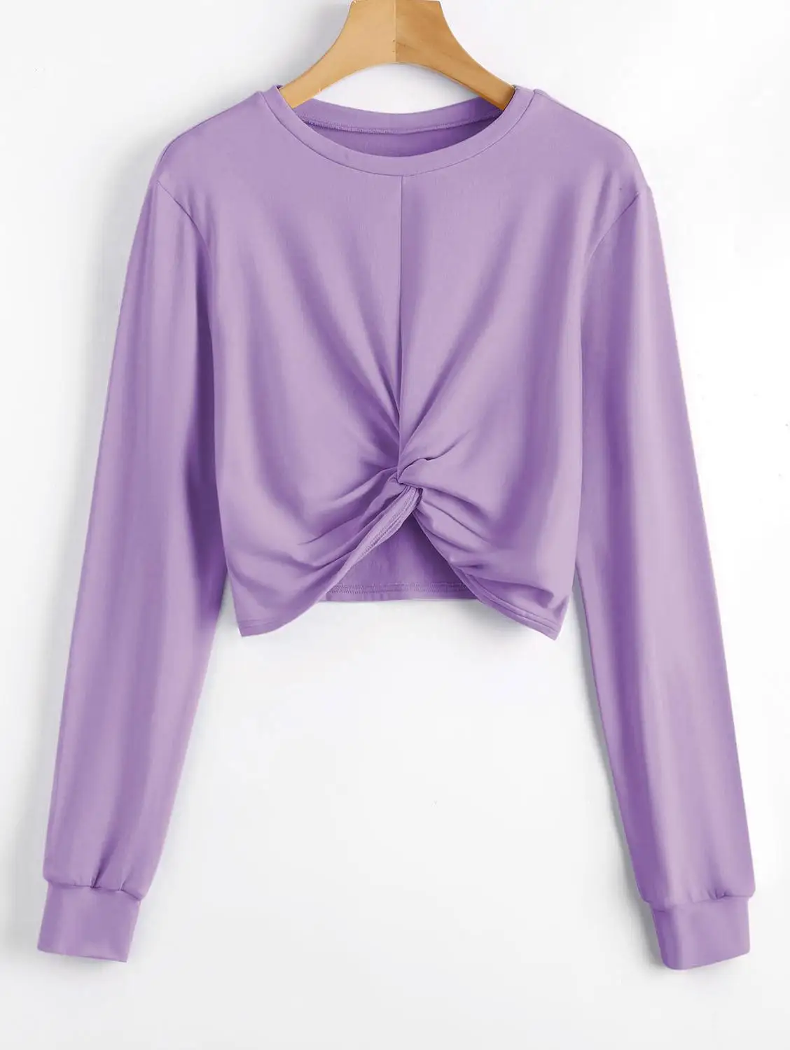 Purple ZAFUL Укороченная Толстовка с Короткими Рукавами Kpop Женщины Толстовки с Капюшоном из хлопка Уличная одежда с Полным Рукавом Одежда Для Девочек Поясничный Живот - Цвет: Purple