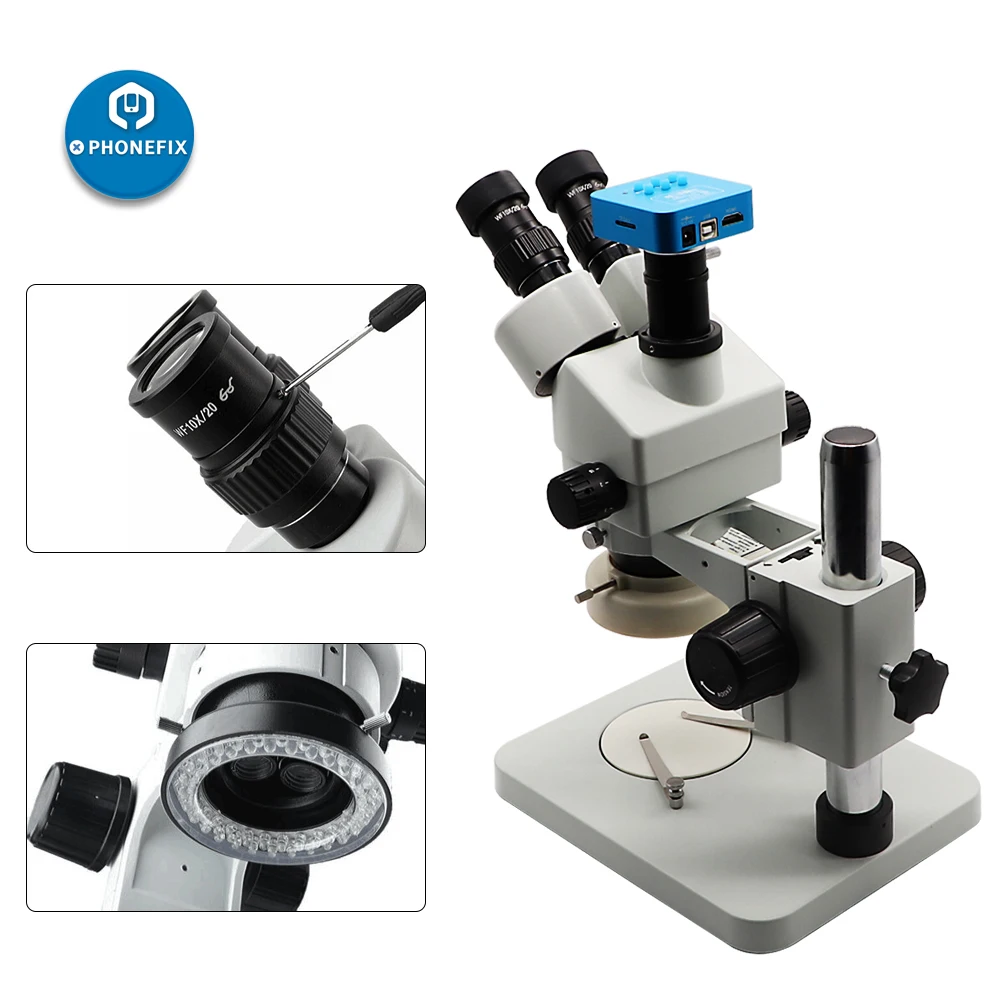 Промышленный тринокулярный микроскоп 3 5-90X с камерой 16 МП HDMI для ремонта