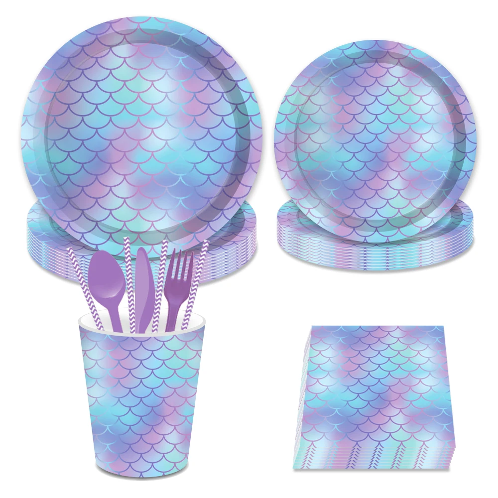 Обеденные тарелки с маленькой русалочкой украшения для детского дня рождения
