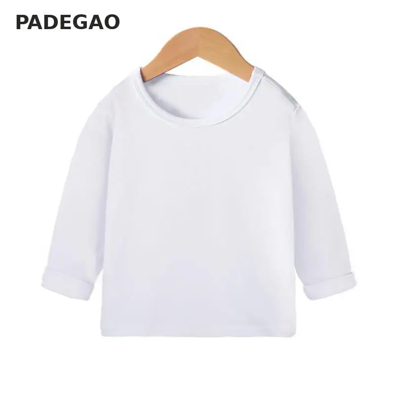 Футболка для девочек белая хлопковая футболка с длинным рукавом мальчиков и