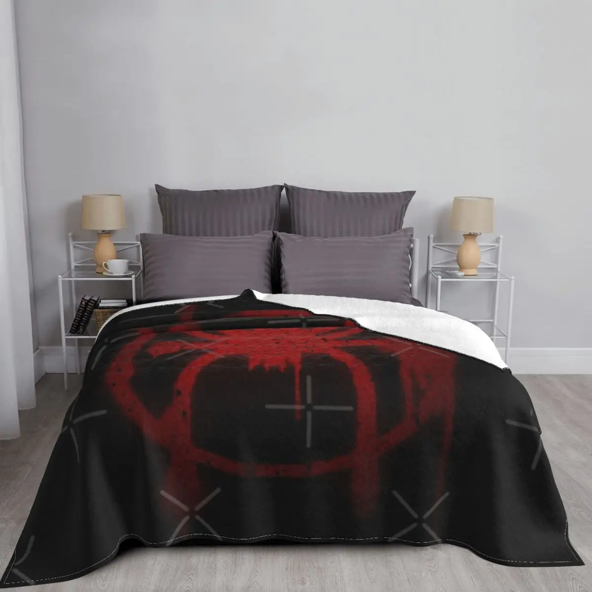 Miles Morales-Manta con s&iacute;mbolo de ara&ntilde;a, colcha para cama a cuadros, toalla, Sudadera con capucha, ropa de cama y fundas-5