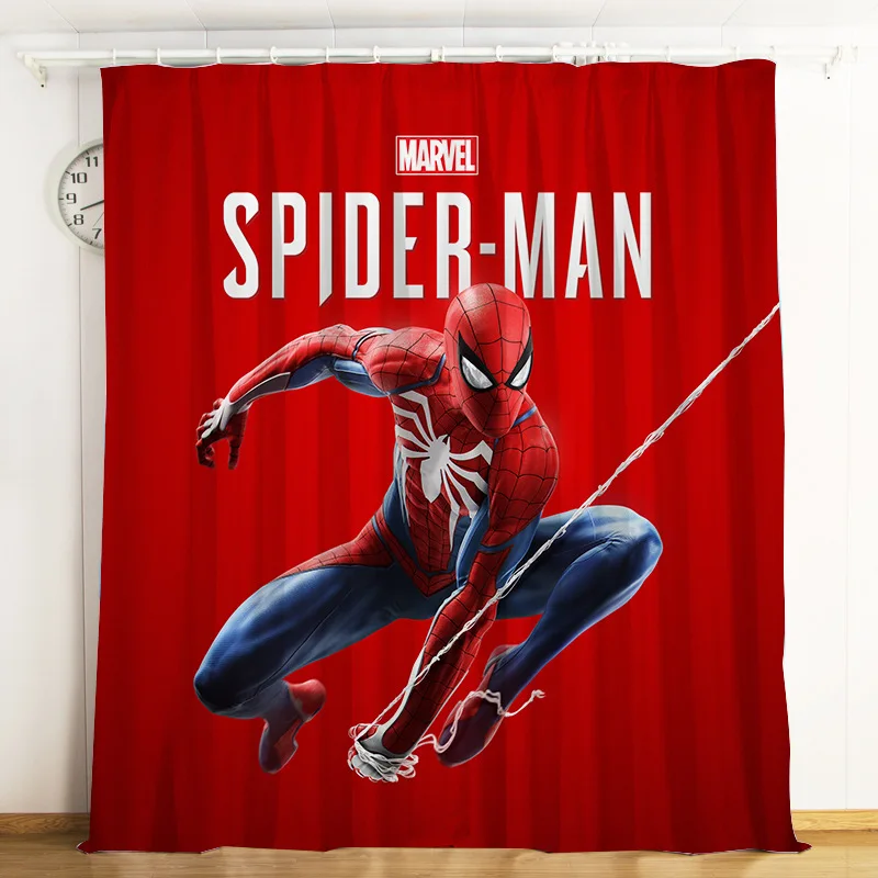 

Disney Spiderman tapestry curtain cartoon spiderman hero expedition blackout curtain window valance curtains for living room