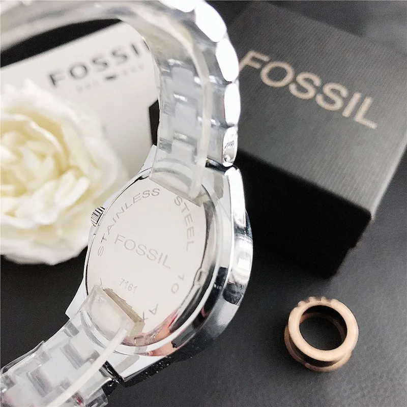 

Fossil- Quartz Wrist Dress Women Watches Silver Bracelet Ladies Watch Stainless Steel Clock Casual Watch 532